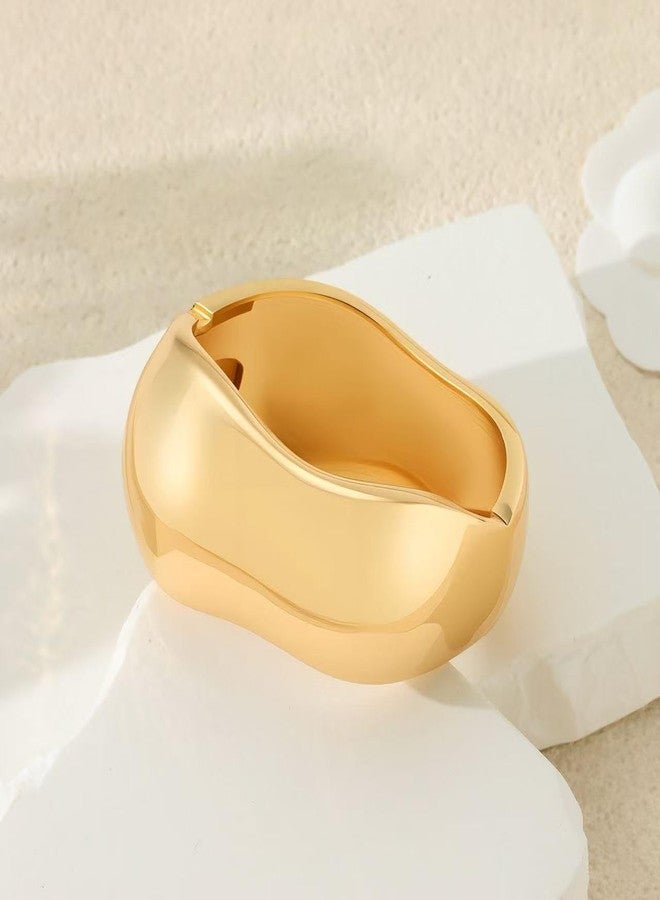 RchSLK 3Pcs Chunky Gold Bangles Bracelets for Women, Spring Hinged Big Stackable Bangles Set, Trendy Cuff Bracelet Stack Fashion Jewelry Gifts - Image 5